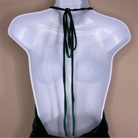 XS TOBI GREEN VELOUR GOWN FORMAL SLEEVELESS EVENT STRETCH - Picture 9 of 14